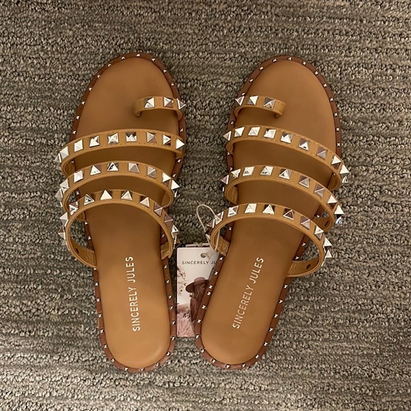 Sincerely Jules Tabbi Tan Studded Sandals - Picture 4 of 4
